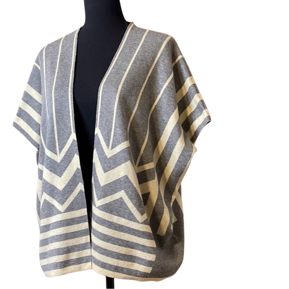 Anthropologie Open-Front Kimono Cardigan Gray Boxy Oversized Size XS